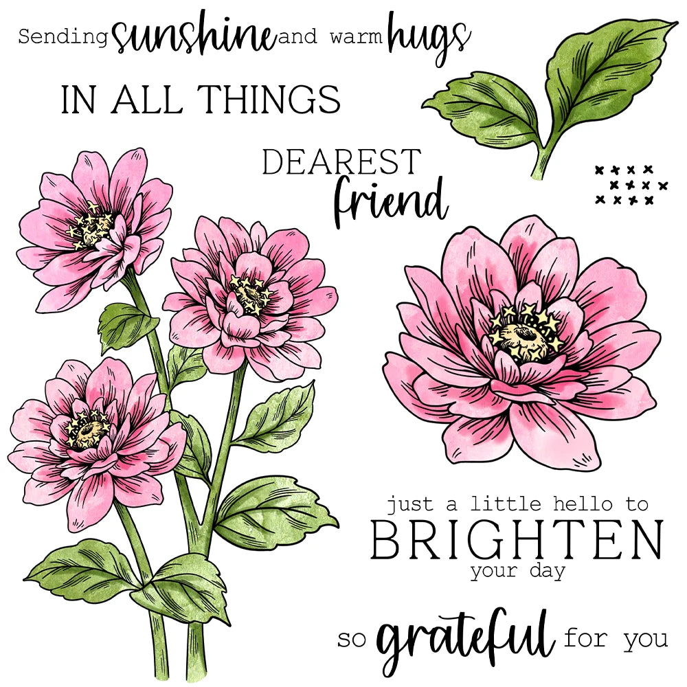 Delightful Blooms For You With Lovely Sentiments Transparent Stamps, Dies, Stamp and Die Set (please order items separately)