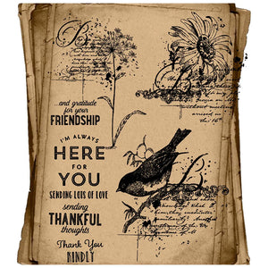 Gorgeous Vintage-Style Birdie with Flowers and Beautiful Sentiments Transparent Stamps