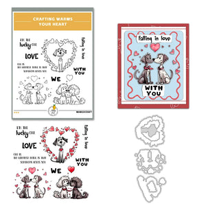 Adorable and Cute Valentine's Lovely Doggies Transparent Stamps, Dies, Stamp and Die Set (please order items separately)