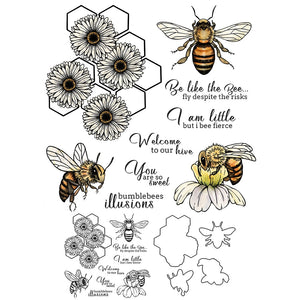 Sweet Honey Bees Transparent Stamps, Stamp and Die Set (please order items separately)