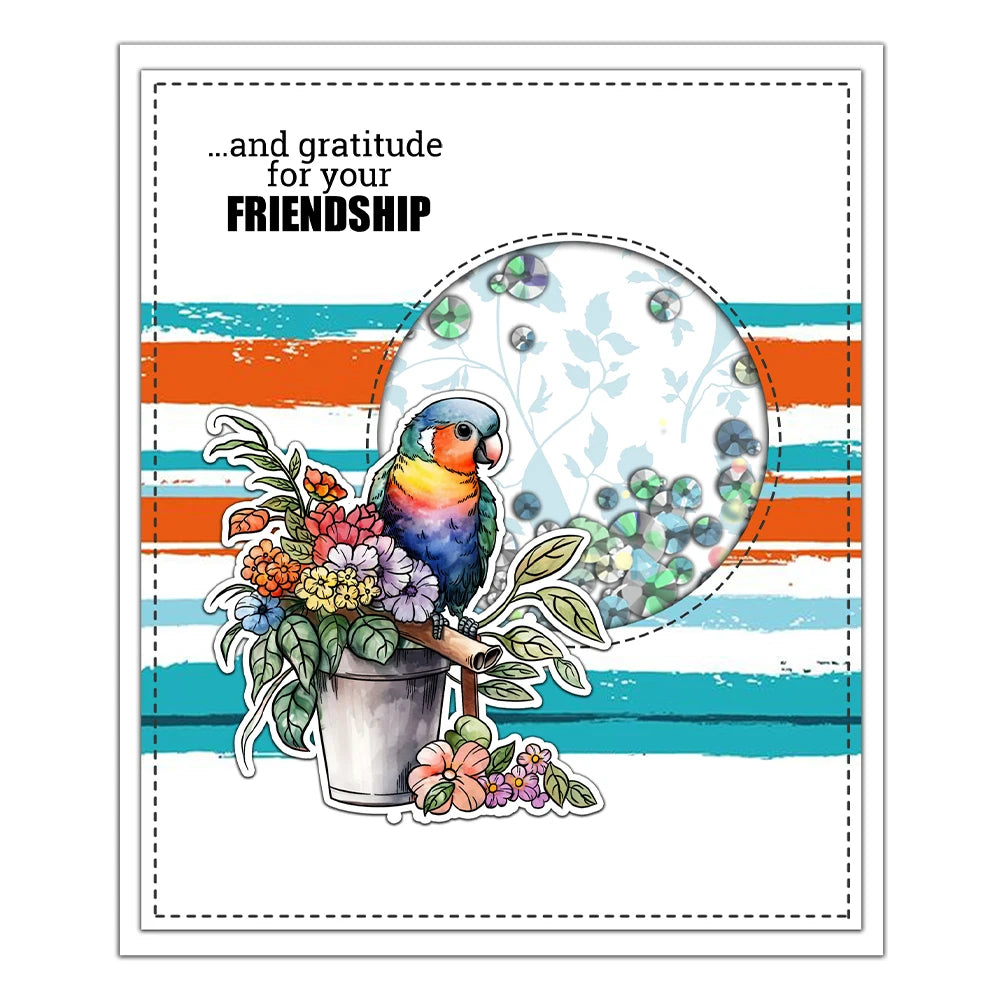 Delightful Parrots Sending Love Transparent Stamps