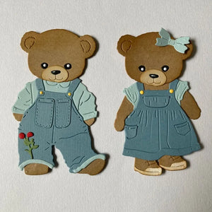 Gorgeous Boy and Girl Teddies Metal Cutting Dies, 10.9 cm x 13.1 cm/4.29 in x 5.15 in