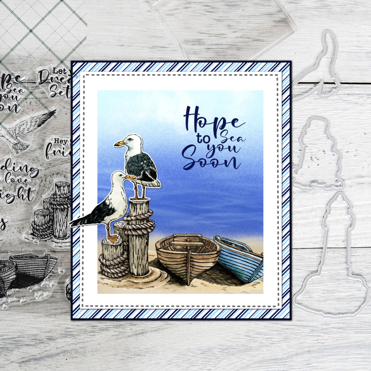 Cute Seagull/Lighthouse Transparent Stamps, Stamp and Die Set (please order items separately)