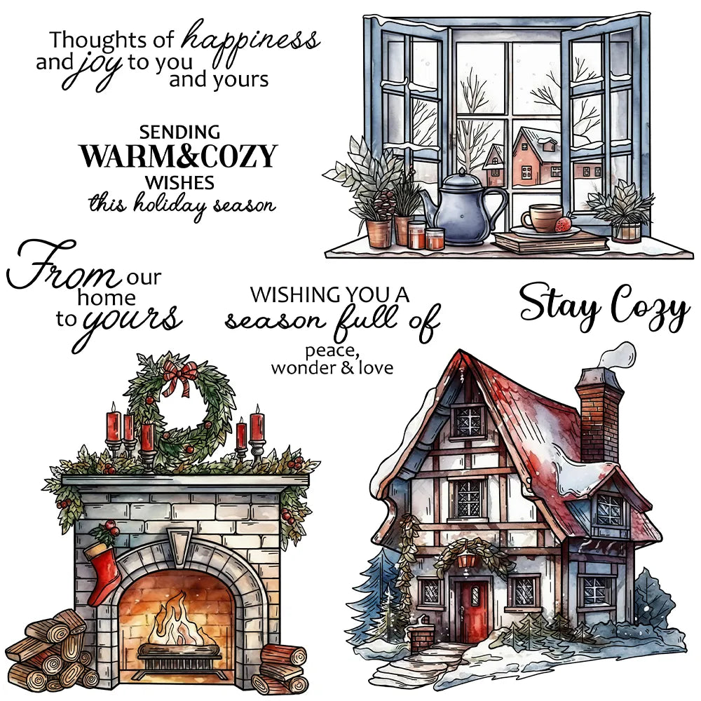 Cosy Home at Christmas Transparent Stamps, Stamp and Die Set (please order items separately)