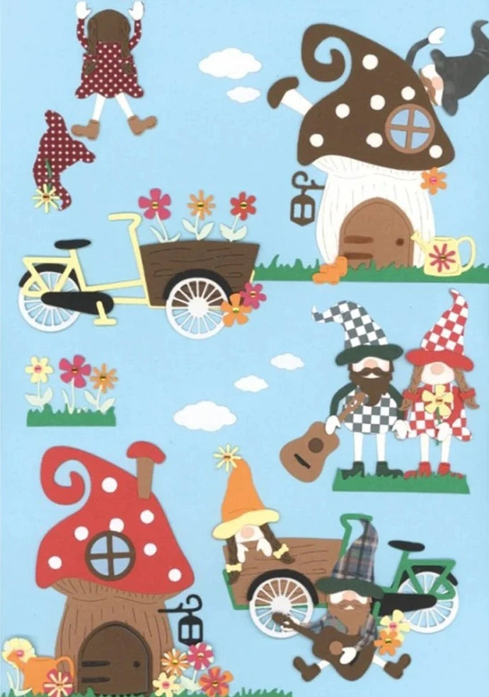 Cute Gnomes at Home and in the Garden Metal Cutting Dies, Various Designs, Size on Photo