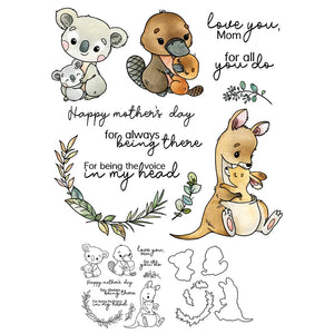 Gorgeous Australian Animals Sending Mother's Day Love Transparent Stamps, Dies, Stamp and Die Set (please order items separately)