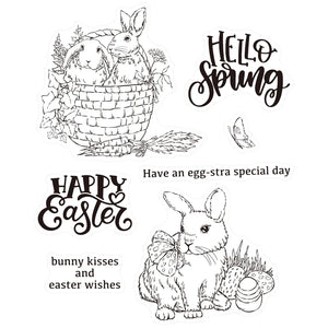 Sweet Easter Bunnies Sending Kisses Transparent Stamps