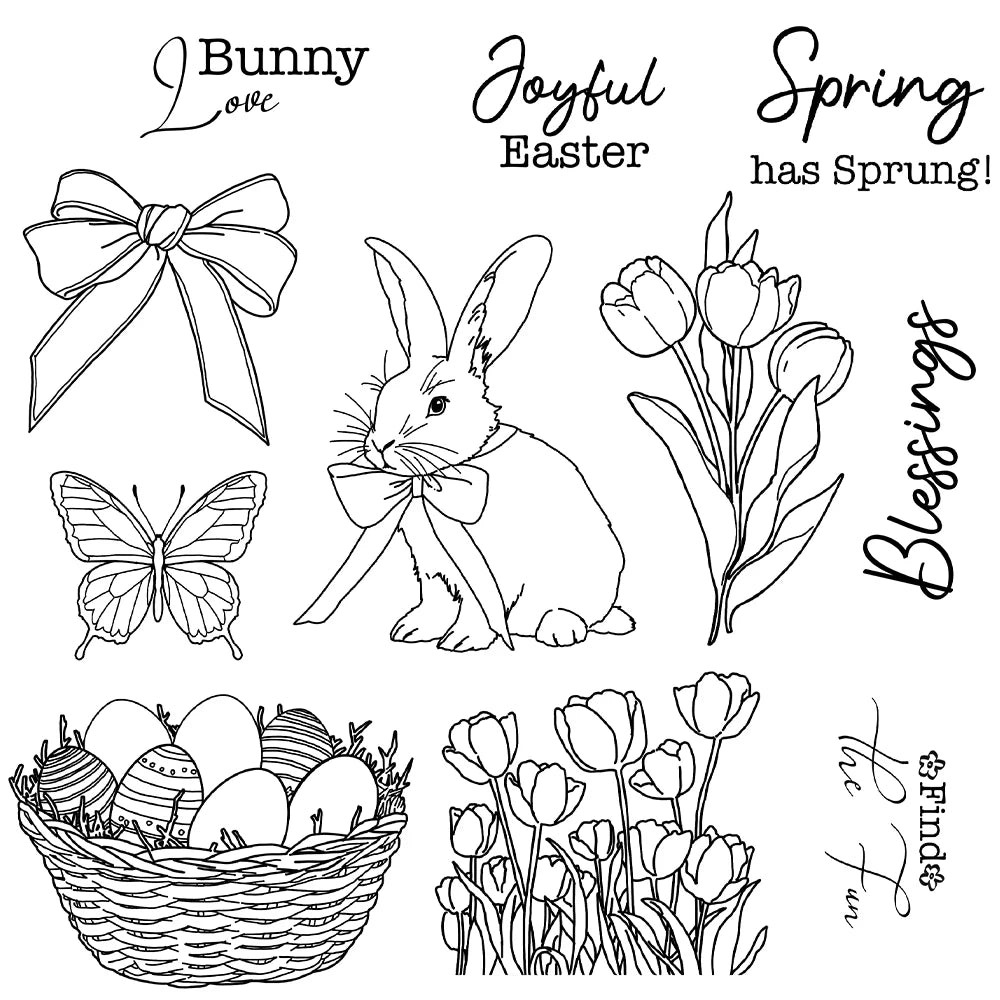 Beautiful Bunny in his Easter Bow Tie Transparent Stamps, Dies, Stamp and Die Set (please order items separately)