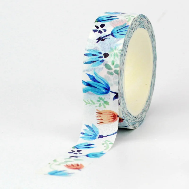 Beautiful Decorative Floral Washi Tape, Width 15mm, Length 10 m, 1 Piece