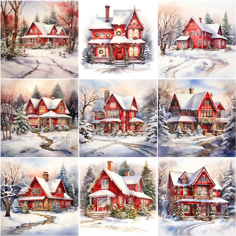 Stunning Winter House Decorative Stickers, Two Designs to Choose, 12 Pieces, Length 4 cm to 6 cm
