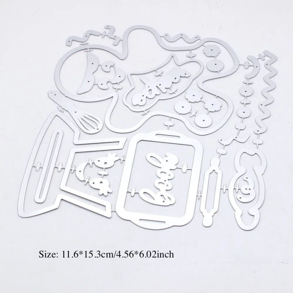 Cute Gingerbread Man Baking Time Metal Cutting Die, Size on Photo