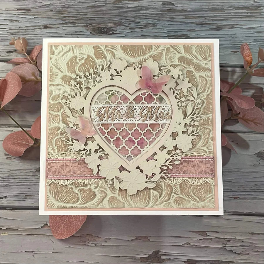 Gorgeous Lattice Heart Metal Cutting Die, Size on Photo