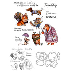 Funny Animals Forever Grateful Transparent Stamps, Dies, Stamp and Die Set (please order items separately)