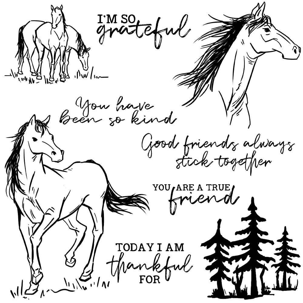 Horse Friends Transparent Stamps, Stamp and Die Set (please order items separately)