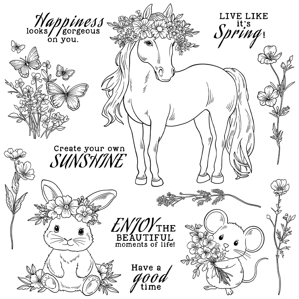 Adorable Pony and Friends Enjoying Life Transparent Stamps