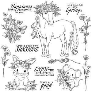 Adorable Pony and Friends Enjoying Life Transparent Stamps