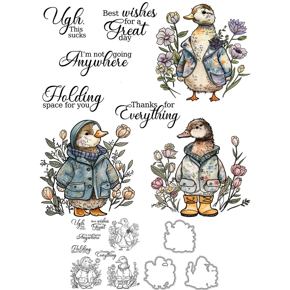 Adorable Duckies in Jackets Transparent Stamps, Dies, Stamp and Die Set (please order items separately)