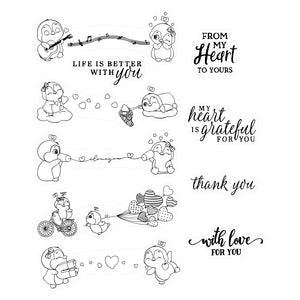 Cute Little Penguins Transparent Stamps, Dies, Stamp and Die Set (please order items separately)