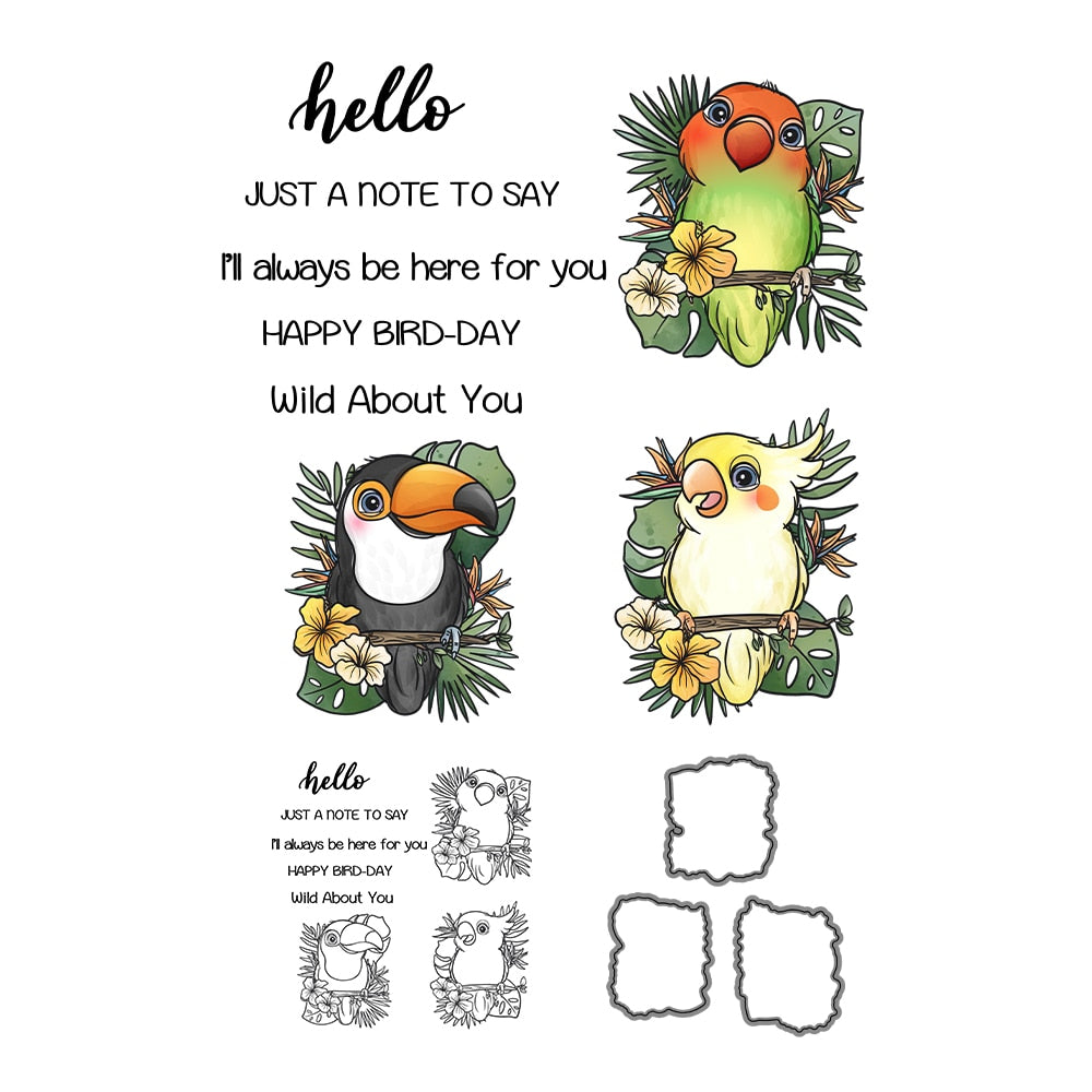 Lovable Birds in Trees Transparent Stamps, Stamp and Die Set (please order items separately)