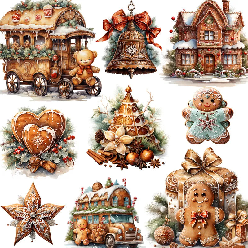 Adorable Christmas Cookies Decorative Stickers, 20 Pieces