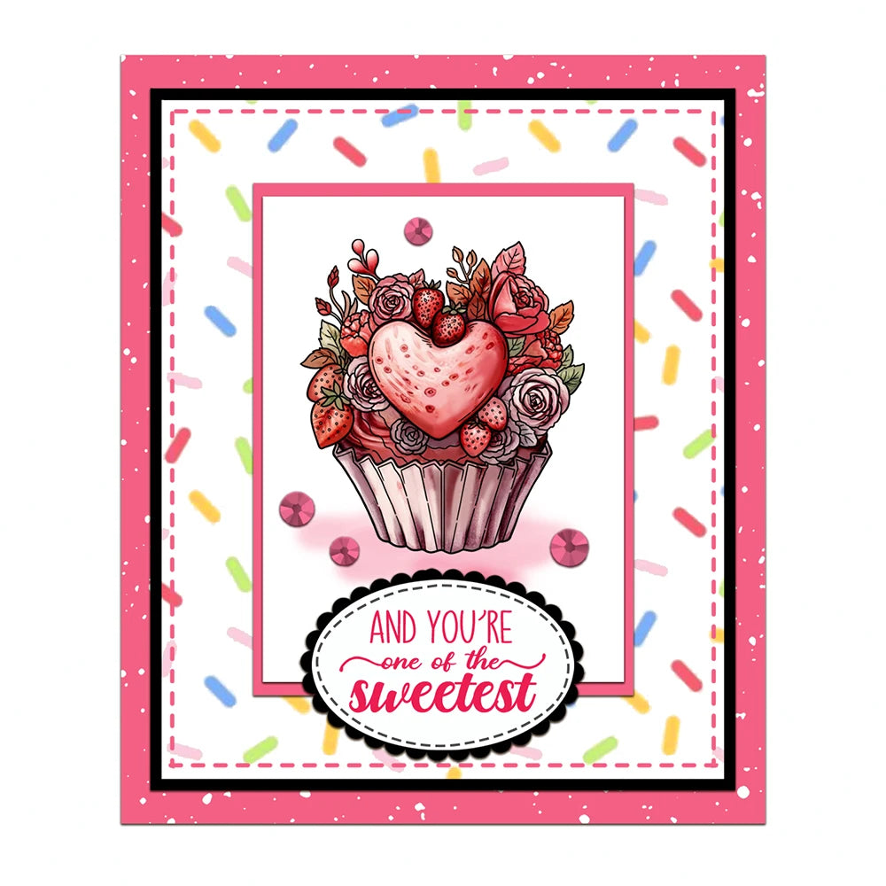 Sweet Heart Cupcakes Transparent Stamps, Stamp and Die Set (please order items separately)