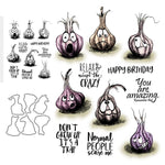 Comical Garlic Faces Transparent Stamps, Stamp and Die Set (please order items separately)