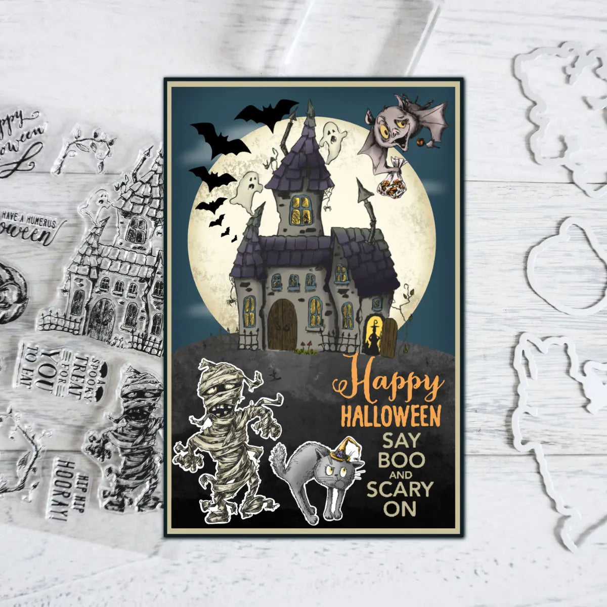 Happy Scary Halloween Transparent Stamps, Stamp and Die Set (please order items separately)