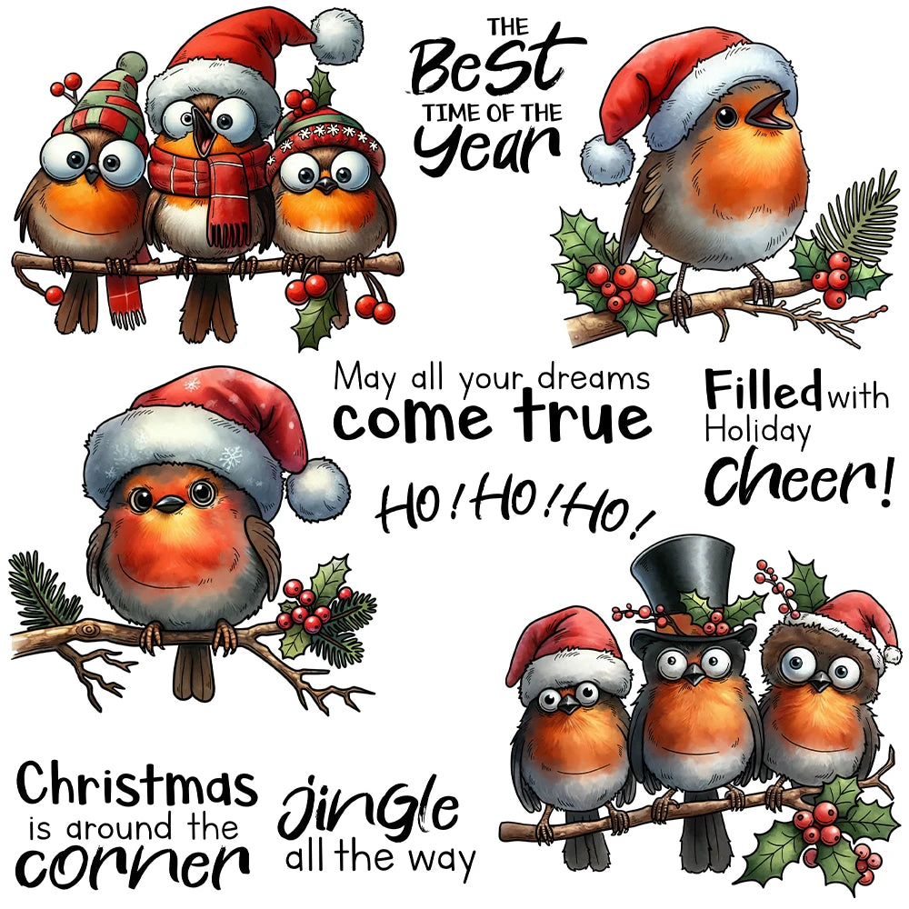 Adorable Robins Bringing Christmas Cheer Transparent Stamps, Stamp and Die Set (please order items separately)