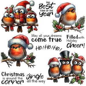 Adorable Robins Bringing Christmas Cheer Transparent Stamps, Stamp and Die Set (please order items separately)