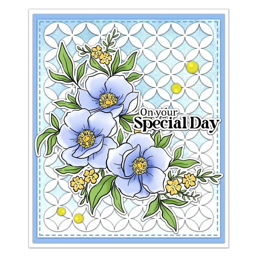 Happy Spring Day Flowers Transparent Stamps, Stamp and Die Set (please order items separately)