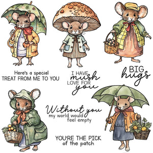 Adorable Lady Mouse Sending Love Transparent Stamps, Stamp and Die Set (please order items separately)