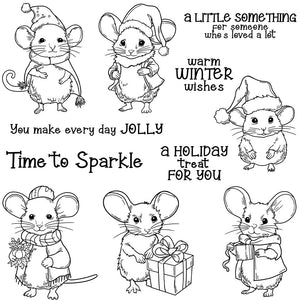 Charming Christmas Mice Transparent Stamps