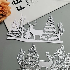 Exquisite Christmas Reindeer And Tree Metal Cutting Die, 6.0 cm x 11.5 cm/2.5 in x 4.52 in