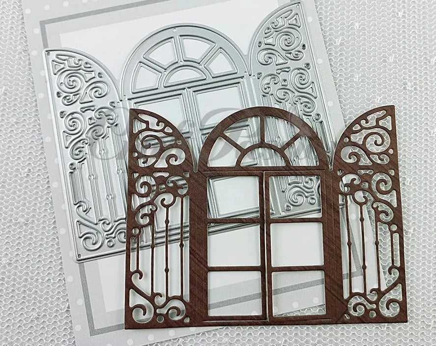 Exquisite Parisian Arched Window Metal Cutting Die, Size on Photo