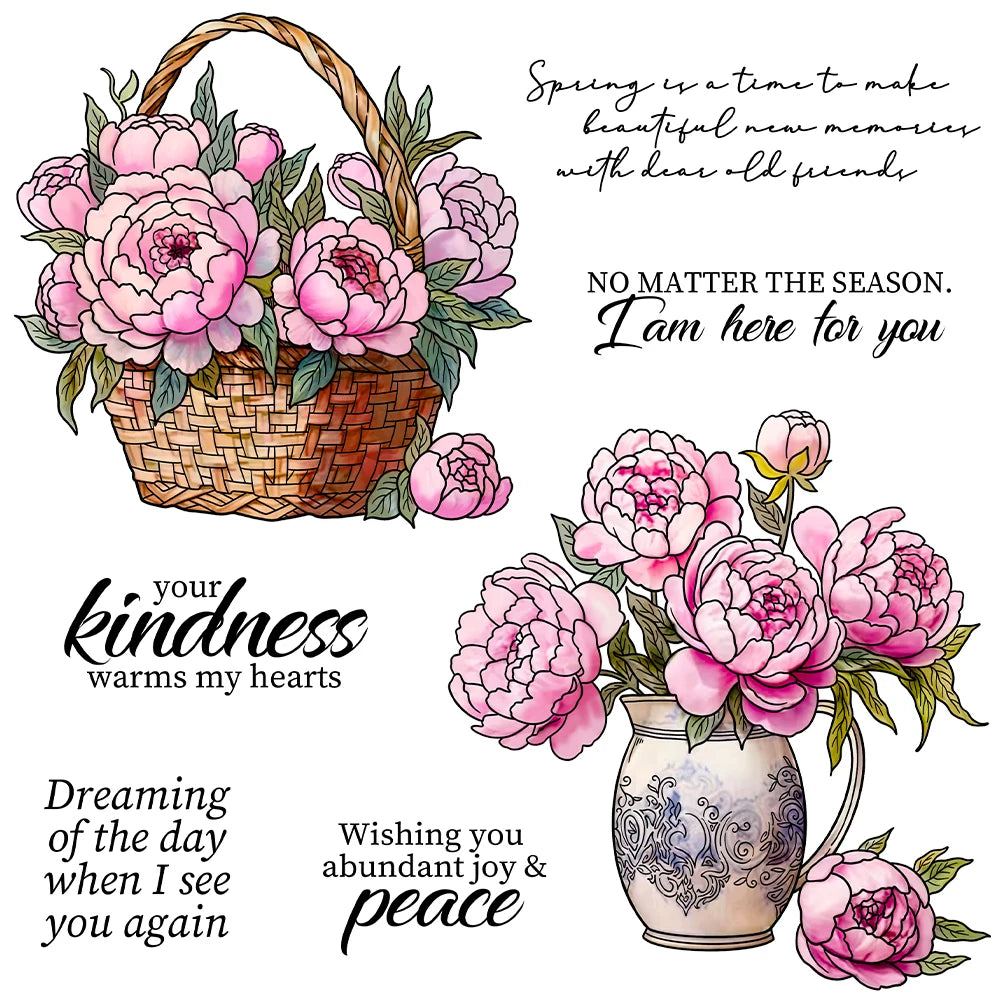 Beautiful Blossoming Spring Flowers Transparent Stamps, Stamp and Die Set (please order items separately)