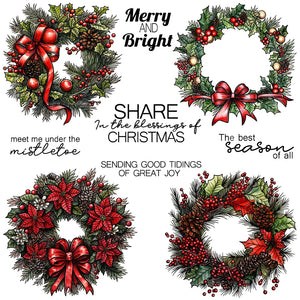 Beautiful Christmas Garland Transparent Stamps, Stamp and Die Set (please order items separately)