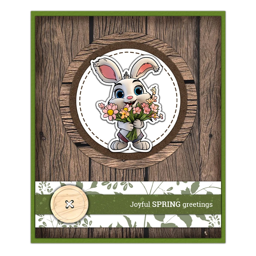 Cute and Funny Bunnies Wishing You A Happy Day Transparent Stamps, Dies, Stamp and Die Set (please order items separately)