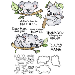 Adorable Koalas "Thank You For Helping Me Grow" Transparent Stamps, Dies, Stamp and Die Set (please order items separately)