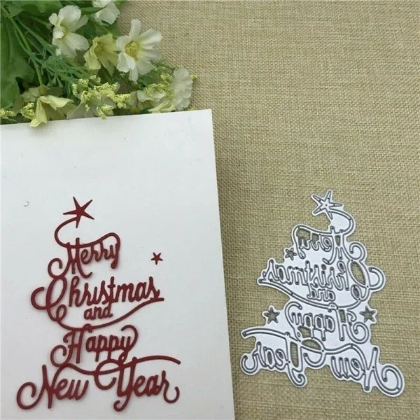 Versatile Merry Christmas and Happy New Year Words  Metal Cutting Die