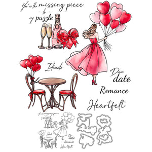 Lovely Valentine's Day Transparent Stamps, Dies, Stamp and Die Set (please order items separately)