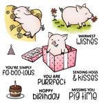 Cute Piggy Sending Birthday and Celebratory Wishes Transparent Stamps/Stamp and Die Set (please order items separately)