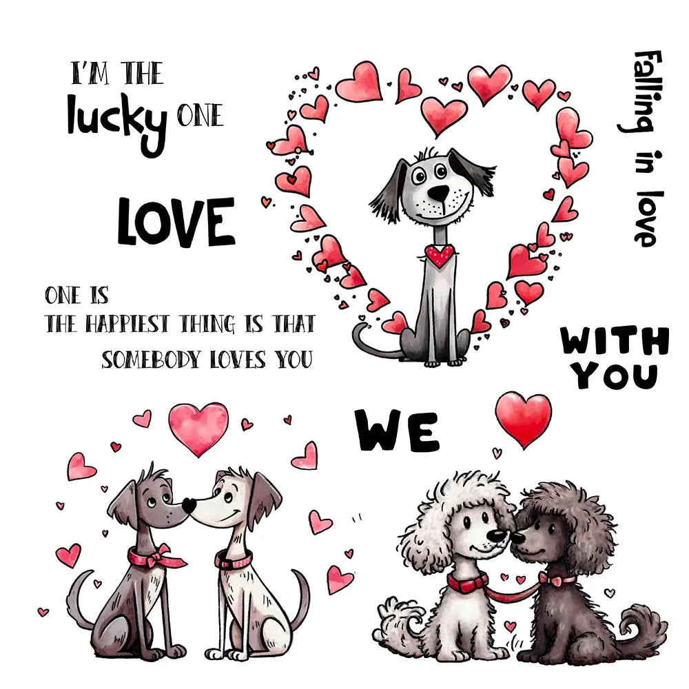 Adorable and Cute Valentine's Lovely Doggies Transparent Stamps, Dies, Stamp and Die Set (please order items separately)