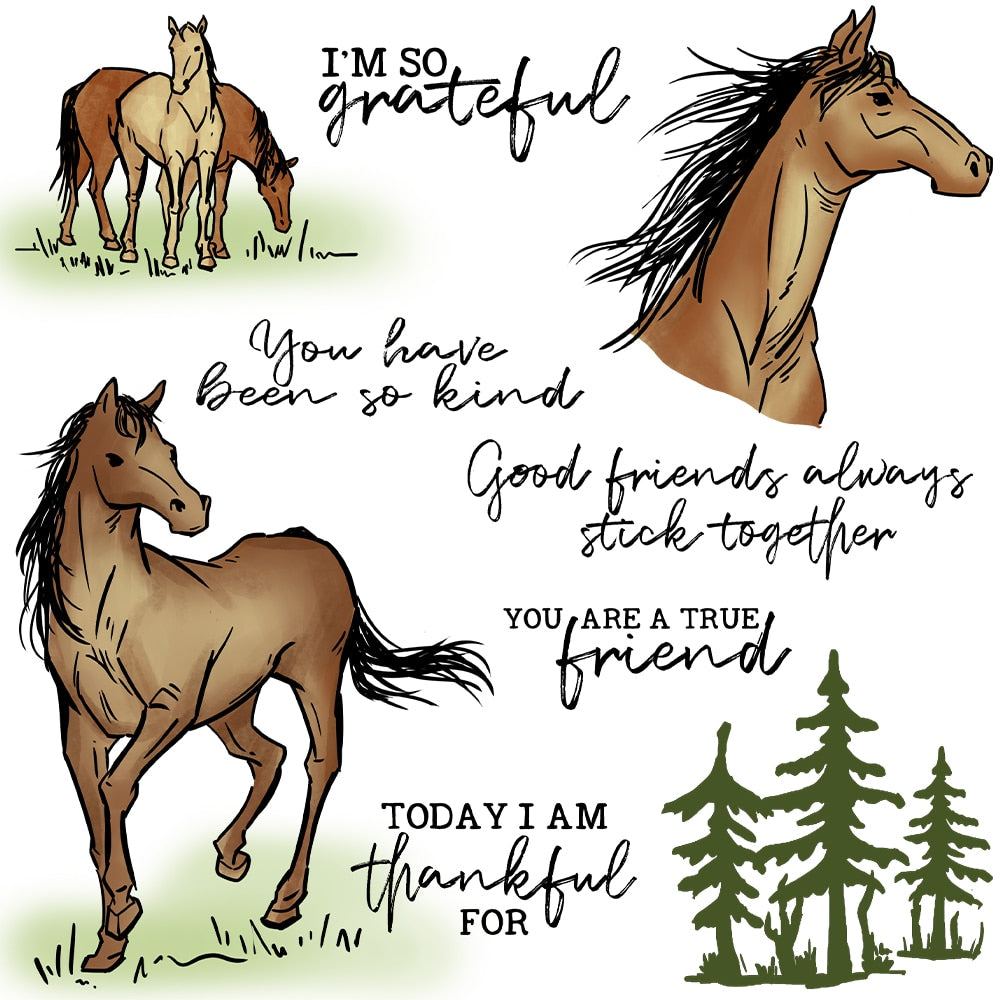 Horse Friends Transparent Stamps, Stamp and Die Set (please order items separately)