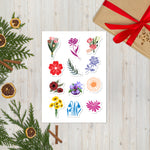 Gorgeous Designer Floral Style Sticker Sheet, 12 Stickers, 5.83 in × 8.27 in