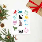 Cute Kitties Designer Decorative Sticker Sheet, 12 Stickers