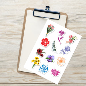 Gorgeous Designer Floral Style Sticker Sheet, 12 Stickers, 5.83 in × 8.27 in