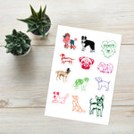 Adorable Doggies Designer Decorative Sticker Sheet, 12 Stickers, 5.83 in × 8.2 in