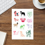 Adorable Doggies Designer Decorative Sticker Sheet, 12 Stickers, 5.83 in × 8.2 in