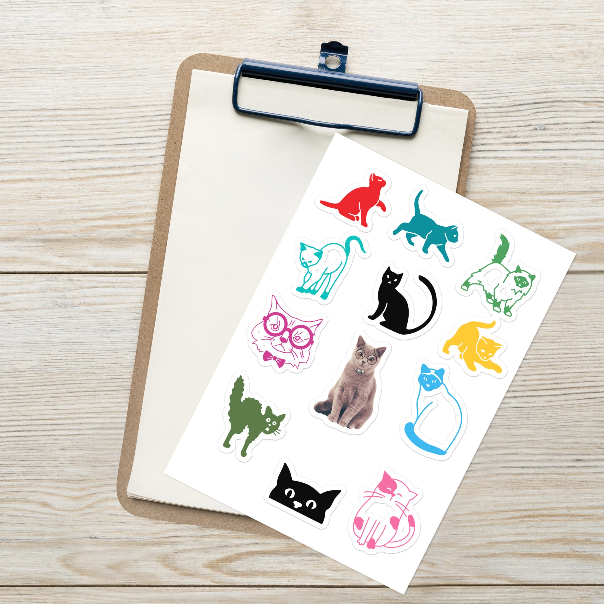 Cute Kitties Designer Decorative Sticker Sheet, 12 Stickers