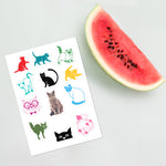 Cute Kitties Designer Decorative Sticker Sheet, 12 Stickers